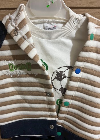 Düğmeli Kahverengi Bebek Takımı - Görsel 2