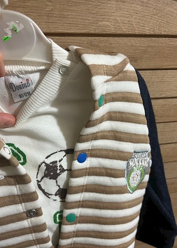 Düğmeli Kahverengi Bebek Takımı - Görsel 3