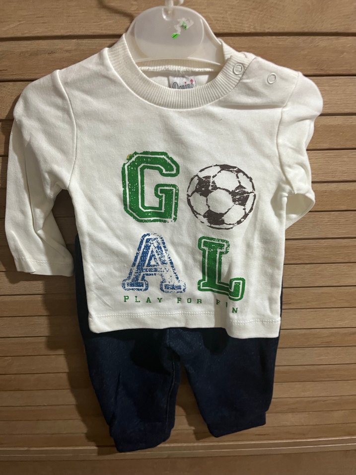 Düğmeli Kahverengi Bebek Takımı - Görsel 4