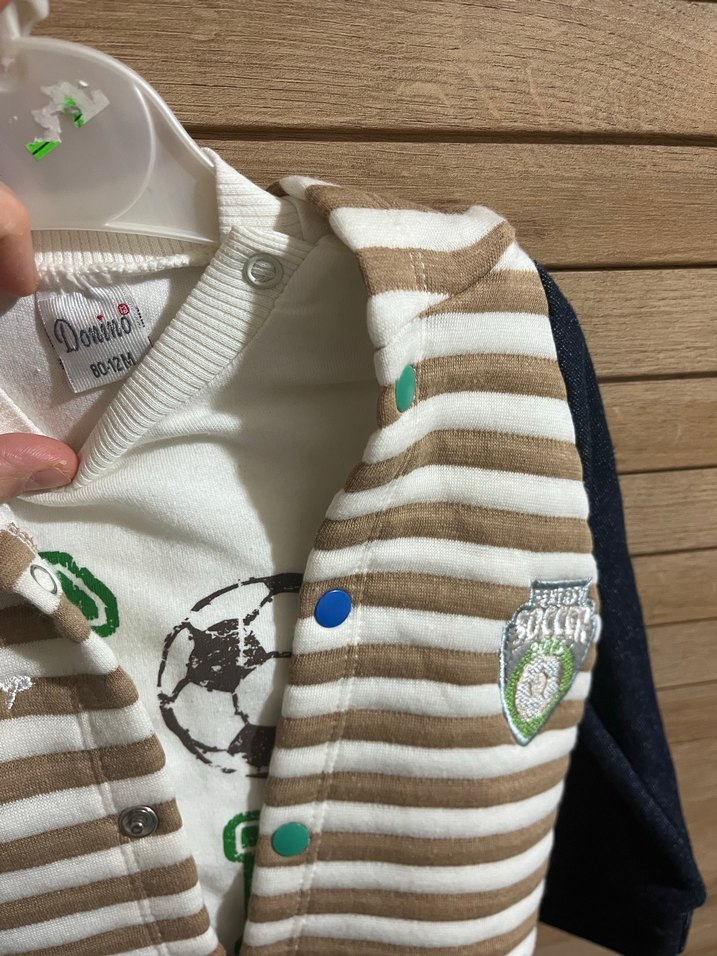 Düğmeli Kahverengi Bebek Takımı - Görsel 3