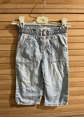 Kemer Detaylı Kız Çocuk Geniş Paça Denim Pantolon