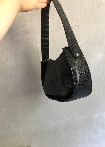 Diğer Siyah Minimalist Yılan Desenli Kadın Çanta