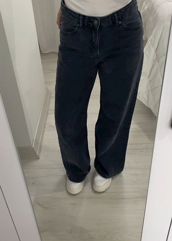 Pull and Bear Siyah Rahat Kesim Midi Kadın Jean
