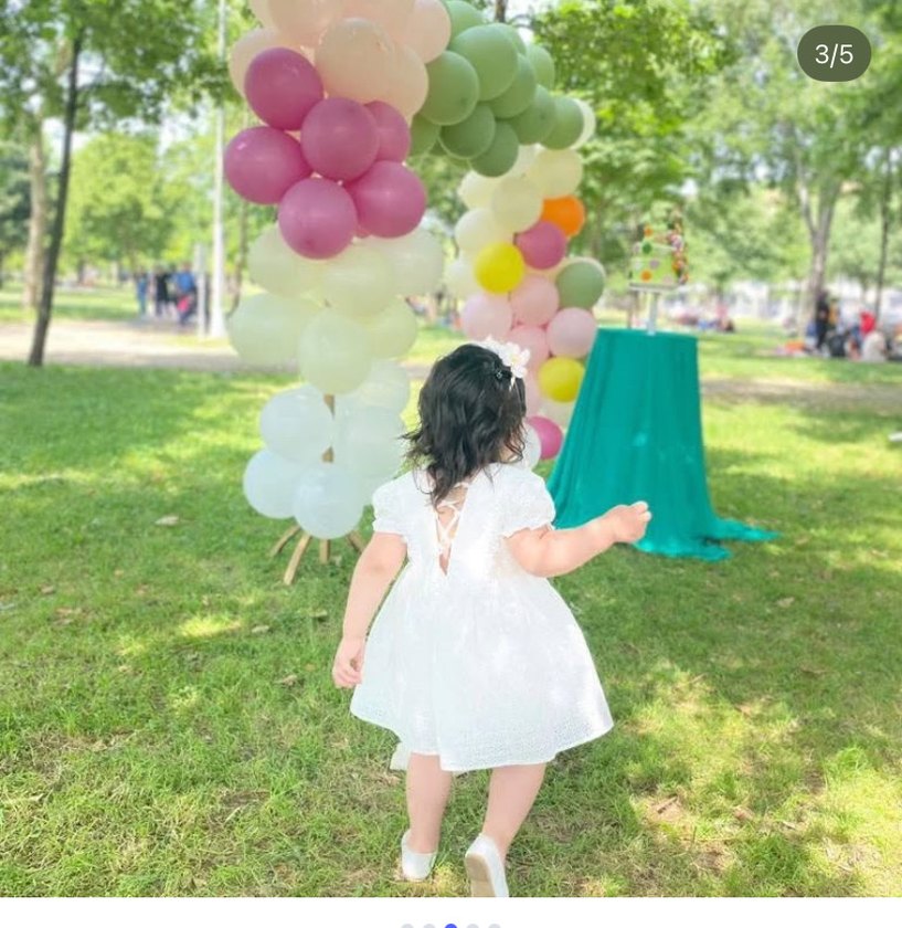 Kız Çocuk Beyaz Dantel Detaylı Vintage Elbise - Görsel 2