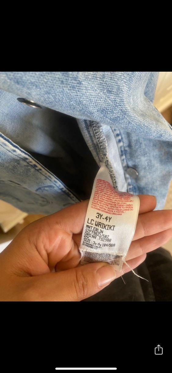 Kız Çocuk Gri Denim Düğmeli Ceket - Görsel 3