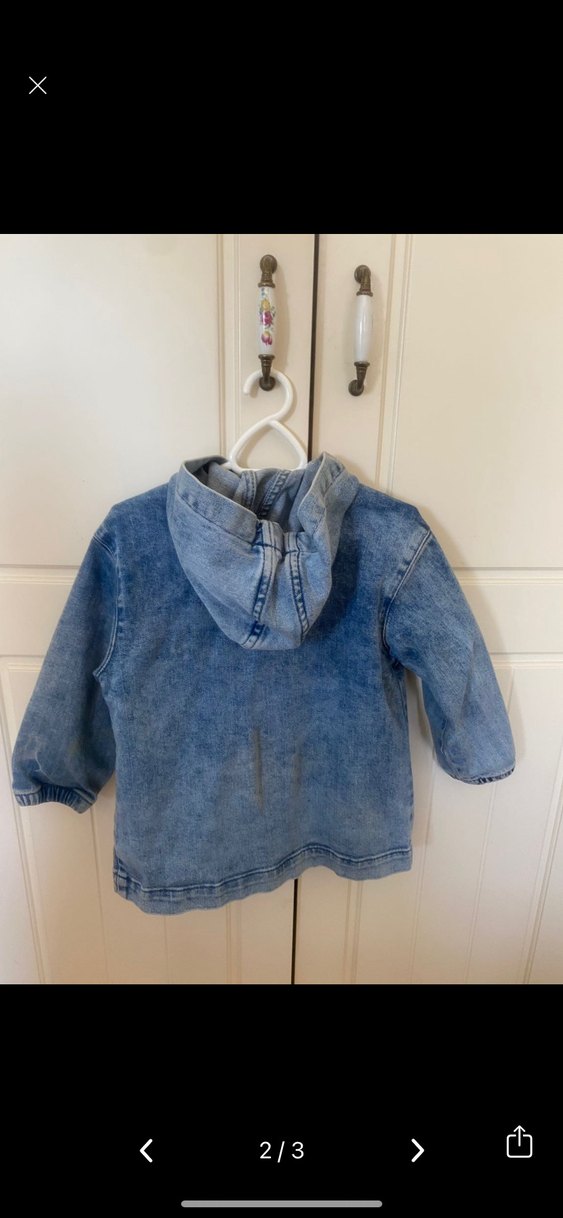 Kız Çocuk Gri Denim Düğmeli Ceket - Görsel 2