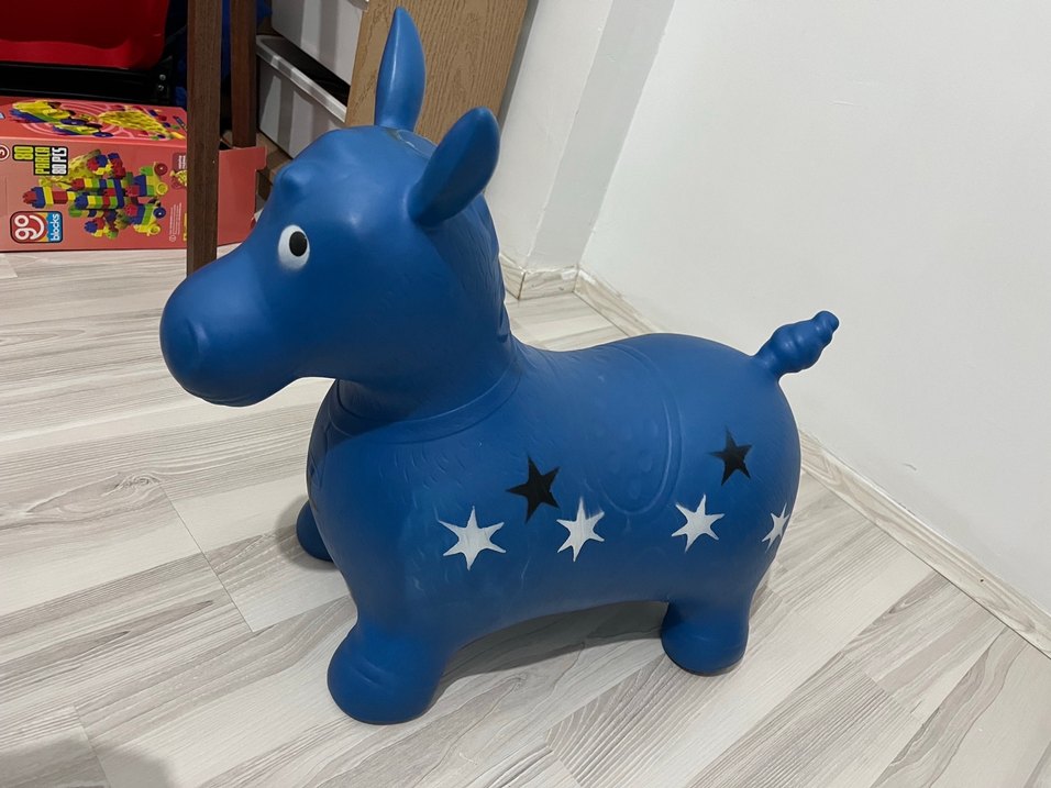 Yıldız Desenli Mavi  Eşşek Şişme Oyuncak - Görsel 2