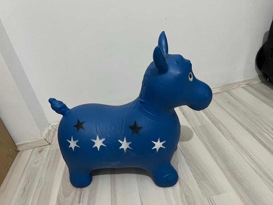 Yıldız Desenli Mavi  Eşşek Şişme Oyuncak - Görsel 3