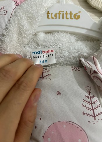 Peluş Kapüşonlu Pembe Bebek Tulumlu mont - Görsel 5