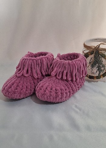 Kız Çocuk Mor Örgü Sıcak Patik - Görsel 3