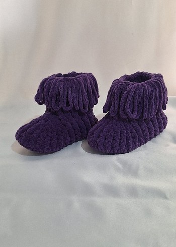 Kız Çocuk Mor Örgü Sıcak Patik - Görsel 2