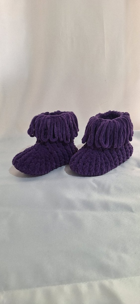 Kız Çocuk Mor Örgü Sıcak Patik - Görsel 2