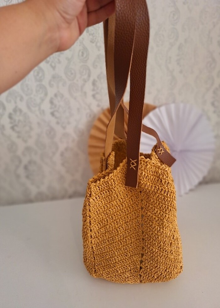 Lale model hasır çanta - Görsel 3