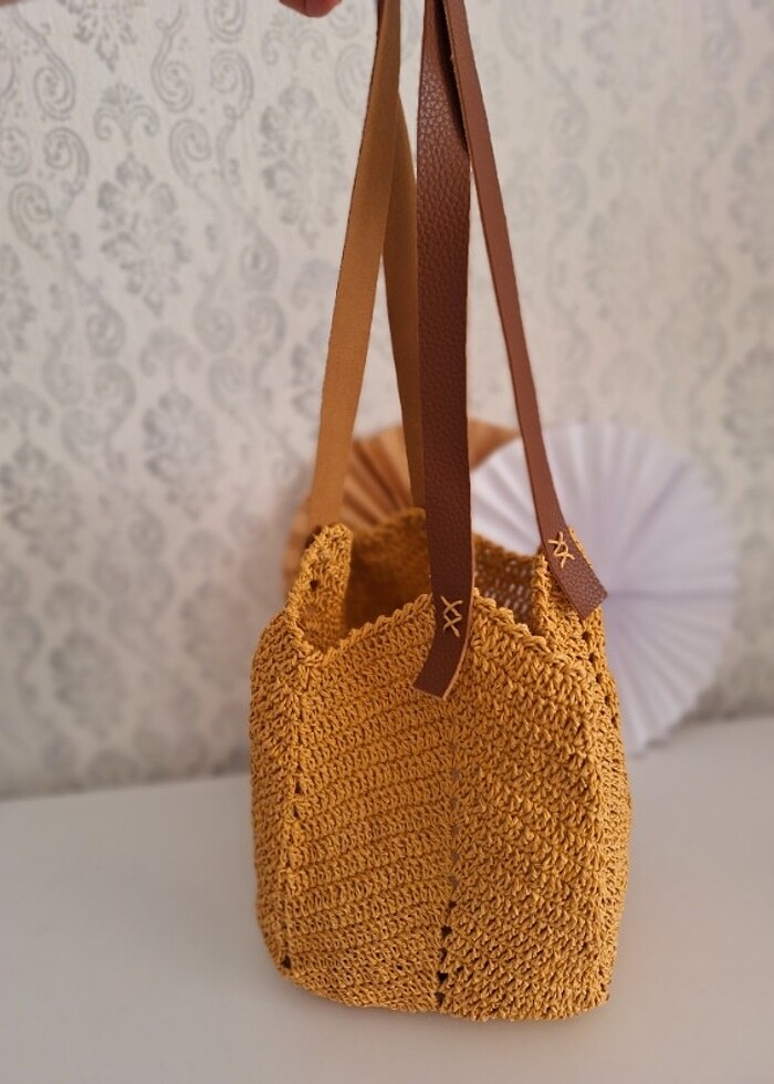 Lale model hasır çanta - Görsel 4