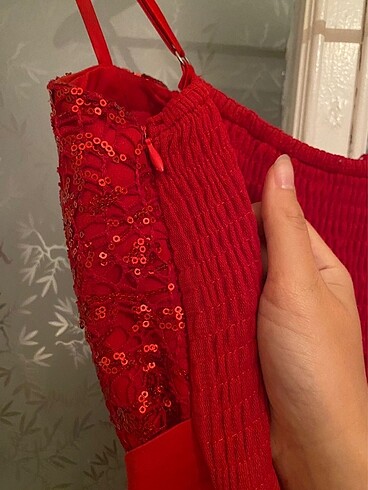 s Beden kırmızı Renk Abiye parlak elbise