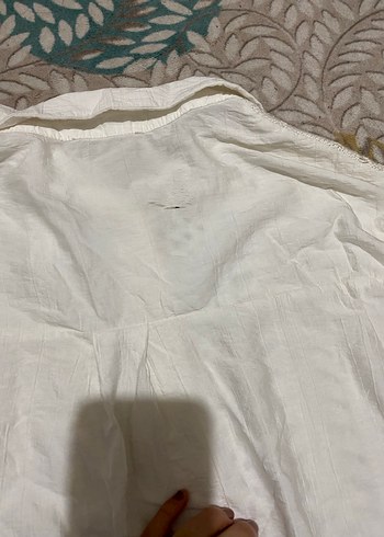 Düğmeli Beyaz Keten Bohem Kadın Gömlek - Görsel 4