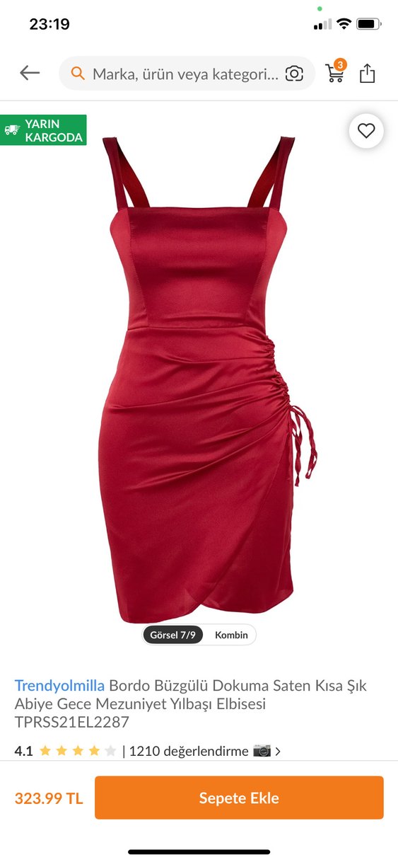 Kırmızı Drapeli Mini Elbise - Görsel 2