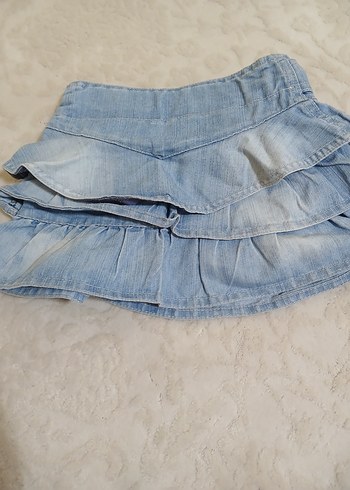 Kız Çocuk Mavi Denim Fırfırlı Etek