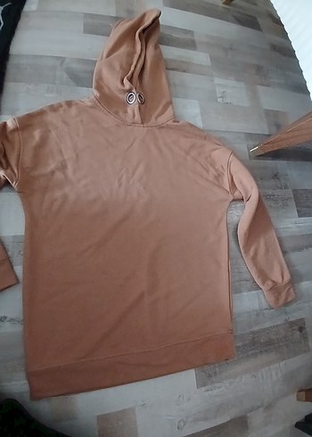 Bej Kapüşonlu Kadın Sweatshirt - Görsel 2
