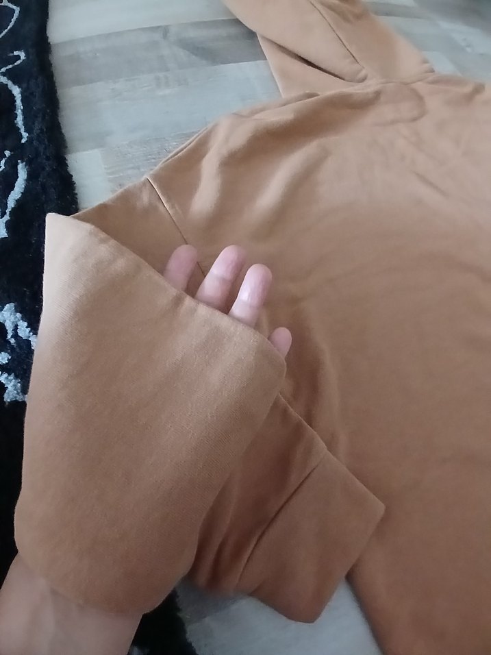 Bej Kapüşonlu Kadın Sweatshirt - Görsel 4
