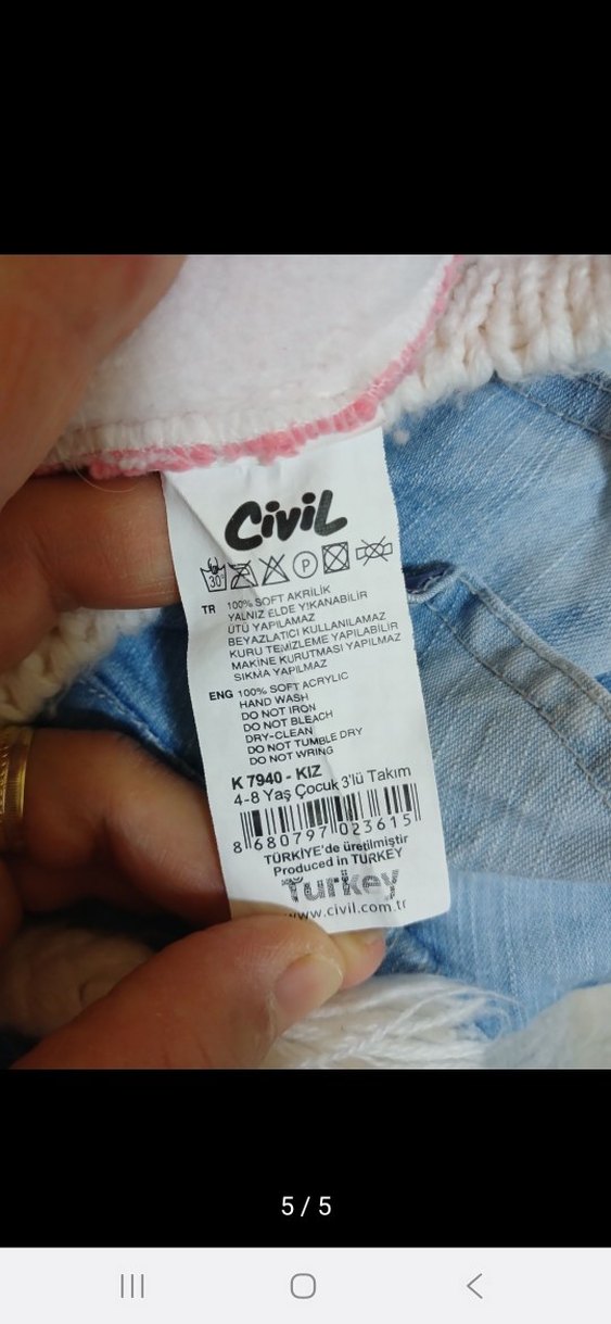 Kız Çocuk Pembe Nakışlı Örgü Bere ve Atkı Seti - Görsel 5