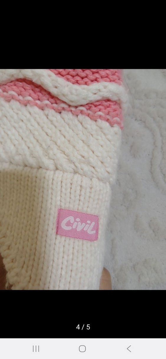 Kız Çocuk Pembe Nakışlı Örgü Bere ve Atkı Seti - Görsel 3