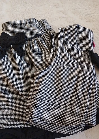 Kız Çocuk Siyah Gri Ekose Bolero ve Etek Takımı - Görsel 5