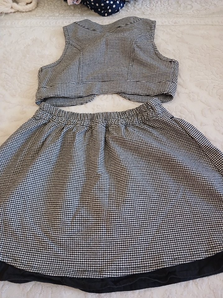 Kız Çocuk Siyah Gri Ekose Bolero ve Etek Takımı - Görsel 2