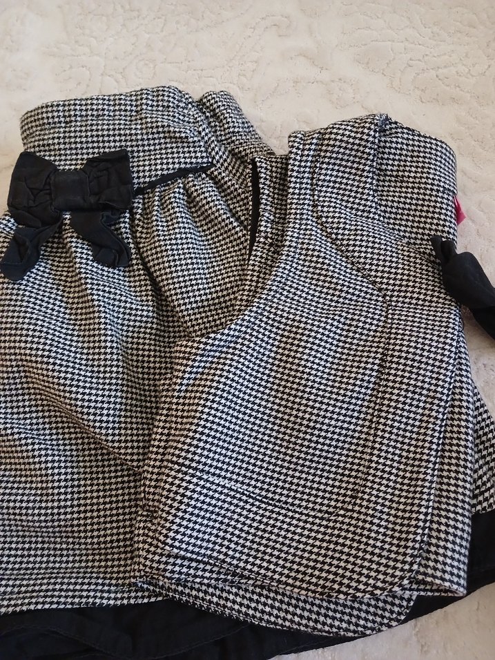 Kız Çocuk Siyah Gri Ekose Bolero ve Etek Takımı - Görsel 5