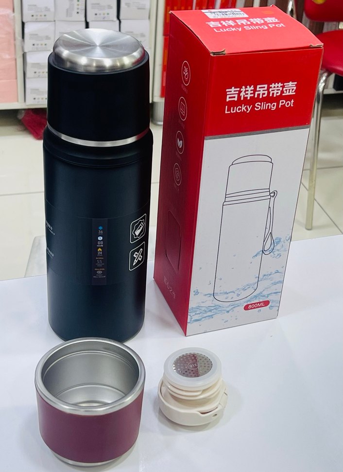 800 ml  Renkli Termosu - Lucky Sling 12 saat sıcak soğuk tutma - Görsel 4