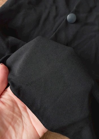 Düğmeli Siyah Kadın Bluz - Görsel 9