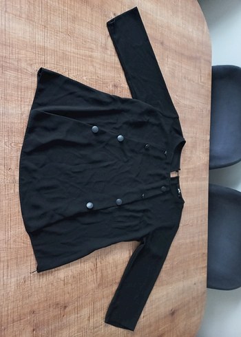 Düğmeli Siyah Kadın Bluz - Görsel 3