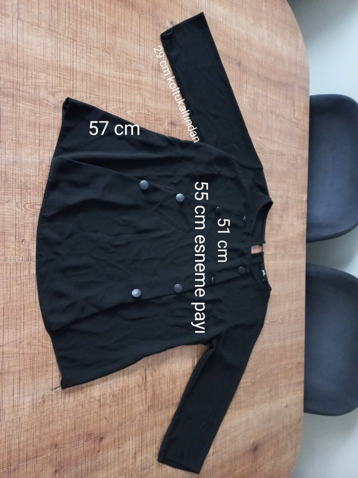 Düğmeli Siyah Kadın Bluz - Görsel 4