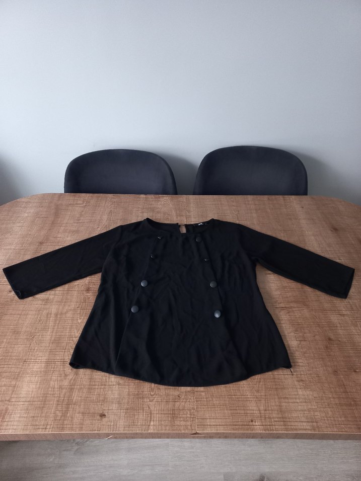 Düğmeli Siyah Kadın Bluz - Görsel 5