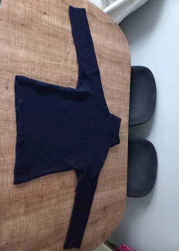 Lacivert Boğazlı Örgü Kadın Kazak - Görsel 5