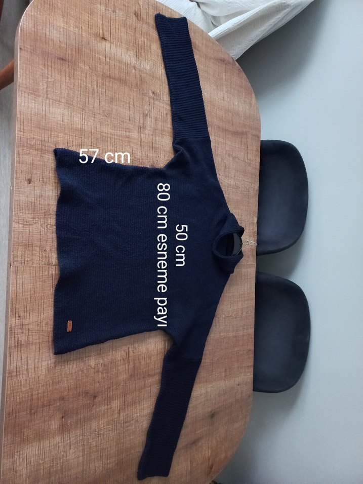 Lacivert Boğazlı Örgü Kadın Kazak - Görsel 4