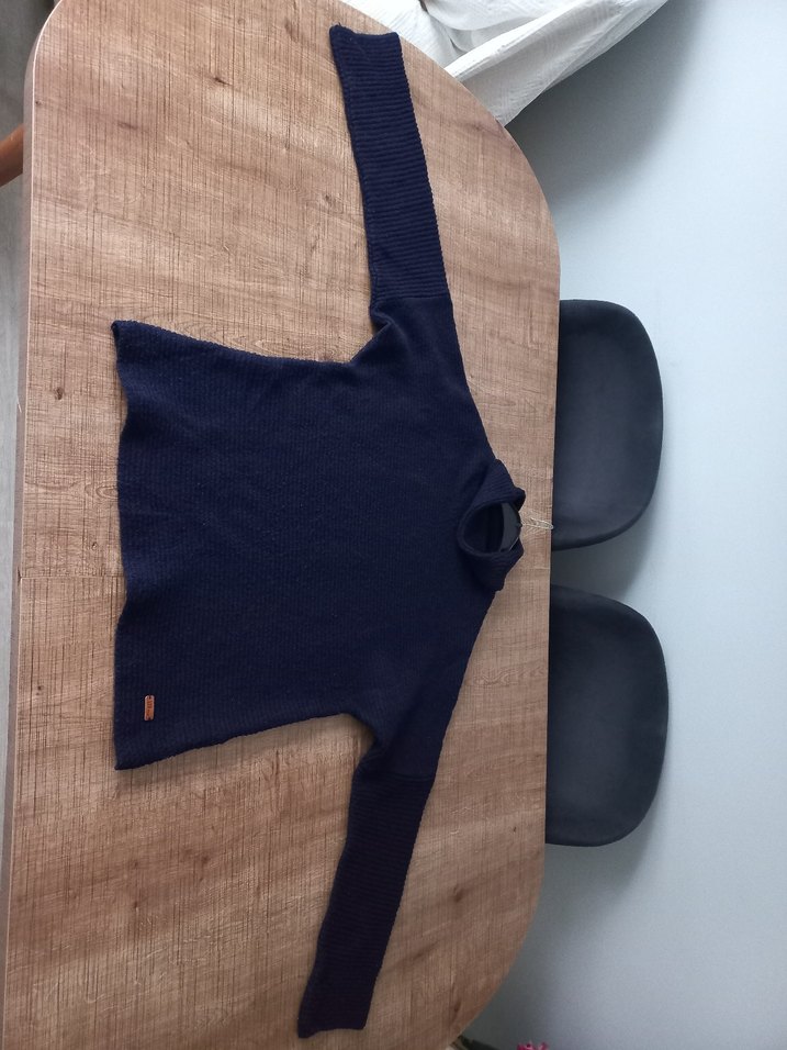 Lacivert Boğazlı Örgü Kadın Kazak - Görsel 3