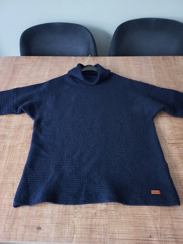 Lacivert Boğazlı Örgü Kadın Kazak - Görsel 2