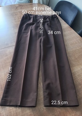 Beli Lastikli Kahverengi Kadın Kumaş Pantolon - Görsel 4