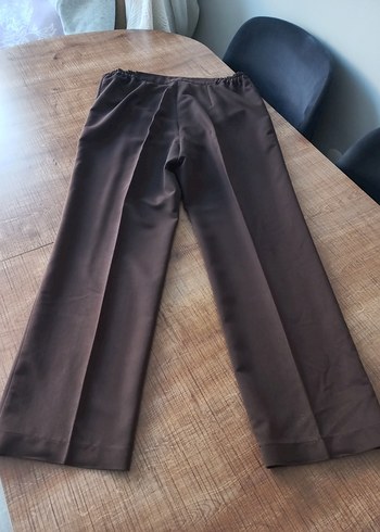 Beli Lastikli Kahverengi Kadın Kumaş Pantolon - Görsel 5