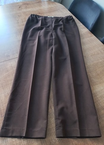 Beli Lastikli Kahverengi Kadın Kumaş Pantolon - Görsel 3