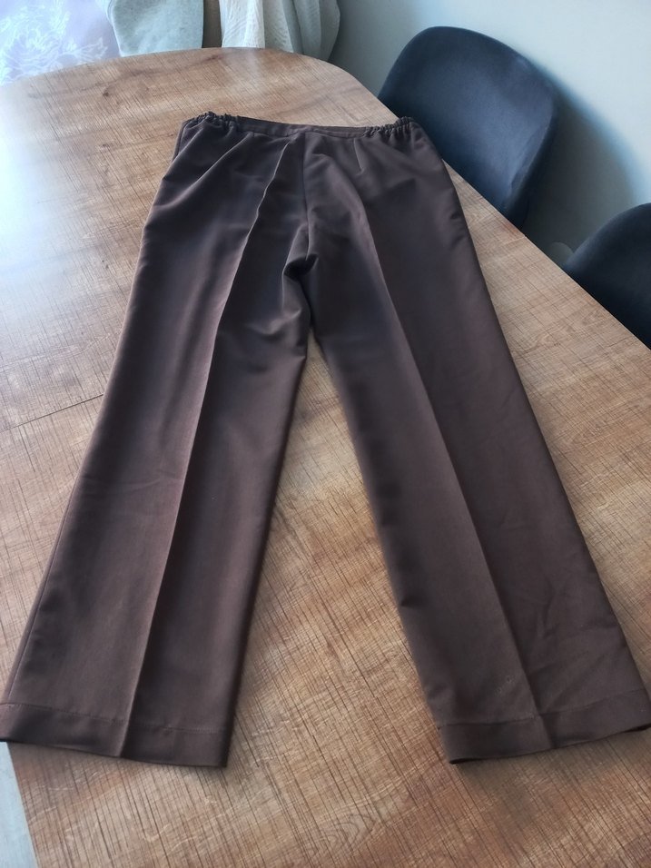 Beli Lastikli Kahverengi Kadın Kumaş Pantolon - Görsel 5