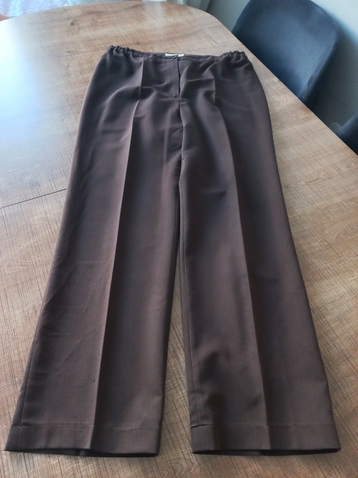 Beli Lastikli Kahverengi Kadın Kumaş Pantolon - Görsel 3