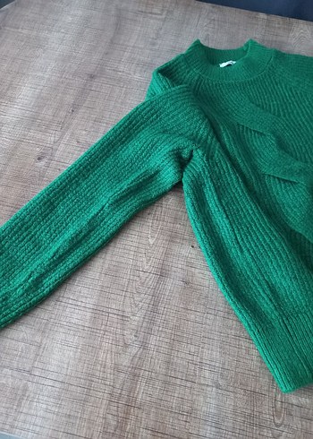 Kadın Yeşil Örgü Triko Kazak - Görsel 7