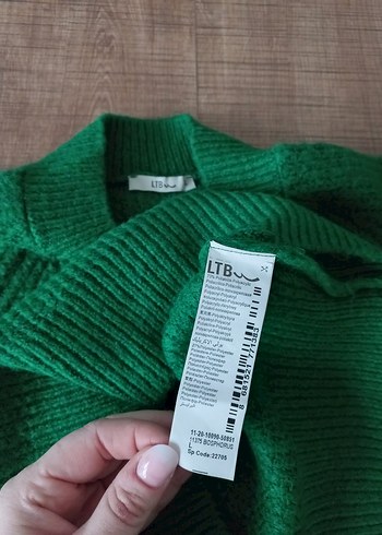 Kadın Yeşil Örgü Triko Kazak - Görsel 4