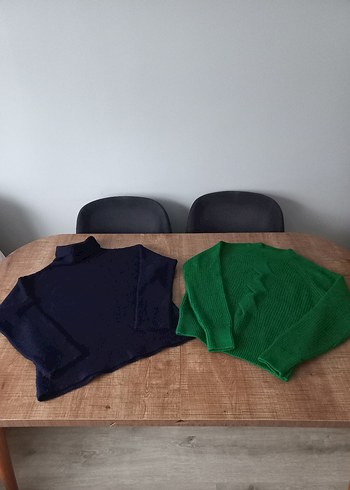 Kadın Yeşil Örgü Triko Kazak - Görsel 8