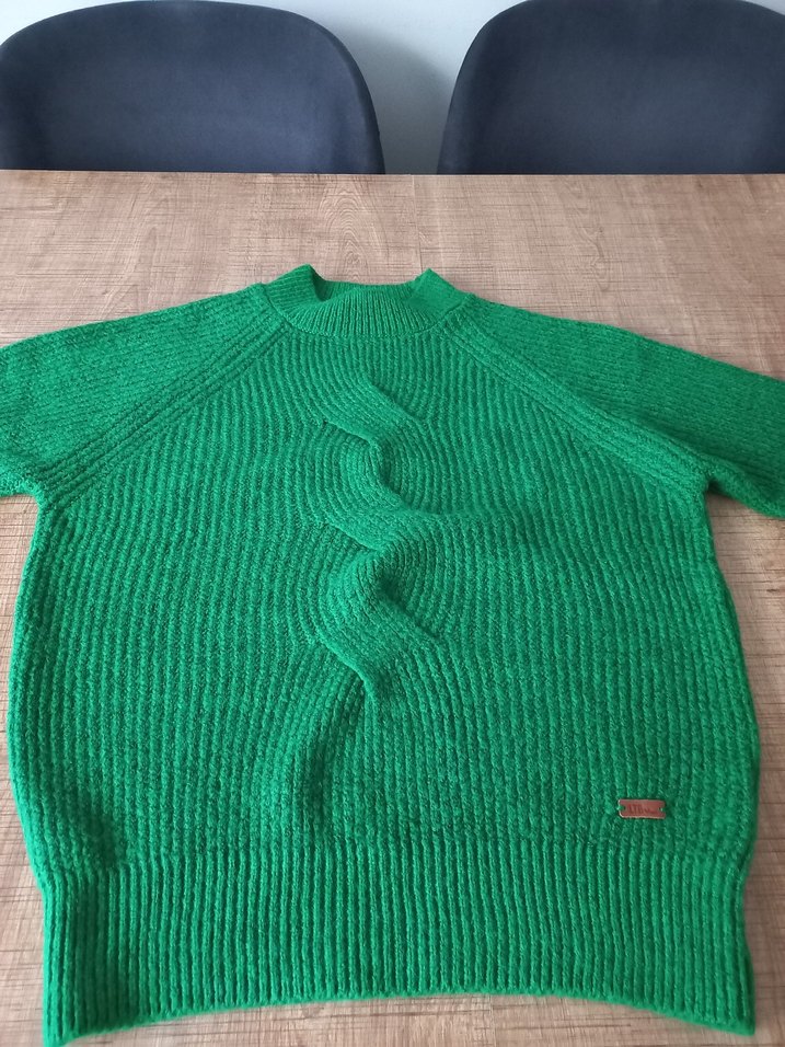 Kadın Yeşil Örgü Triko Kazak - Görsel 5