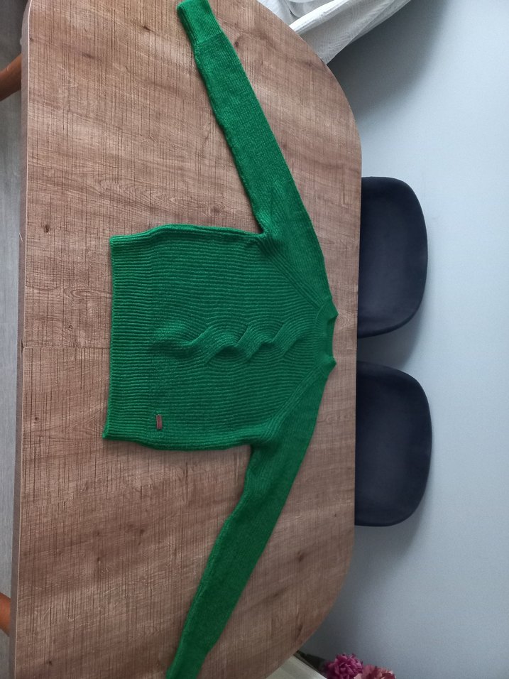 Kadın Yeşil Örgü Triko Kazak - Görsel 2