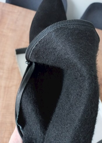 Siyah Süet Stiletto Topuklu Kemerli Çizme - Görsel 7