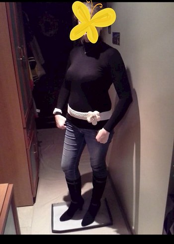 Siyah Süet Stiletto Topuklu Kemerli Çizme - Görsel 10